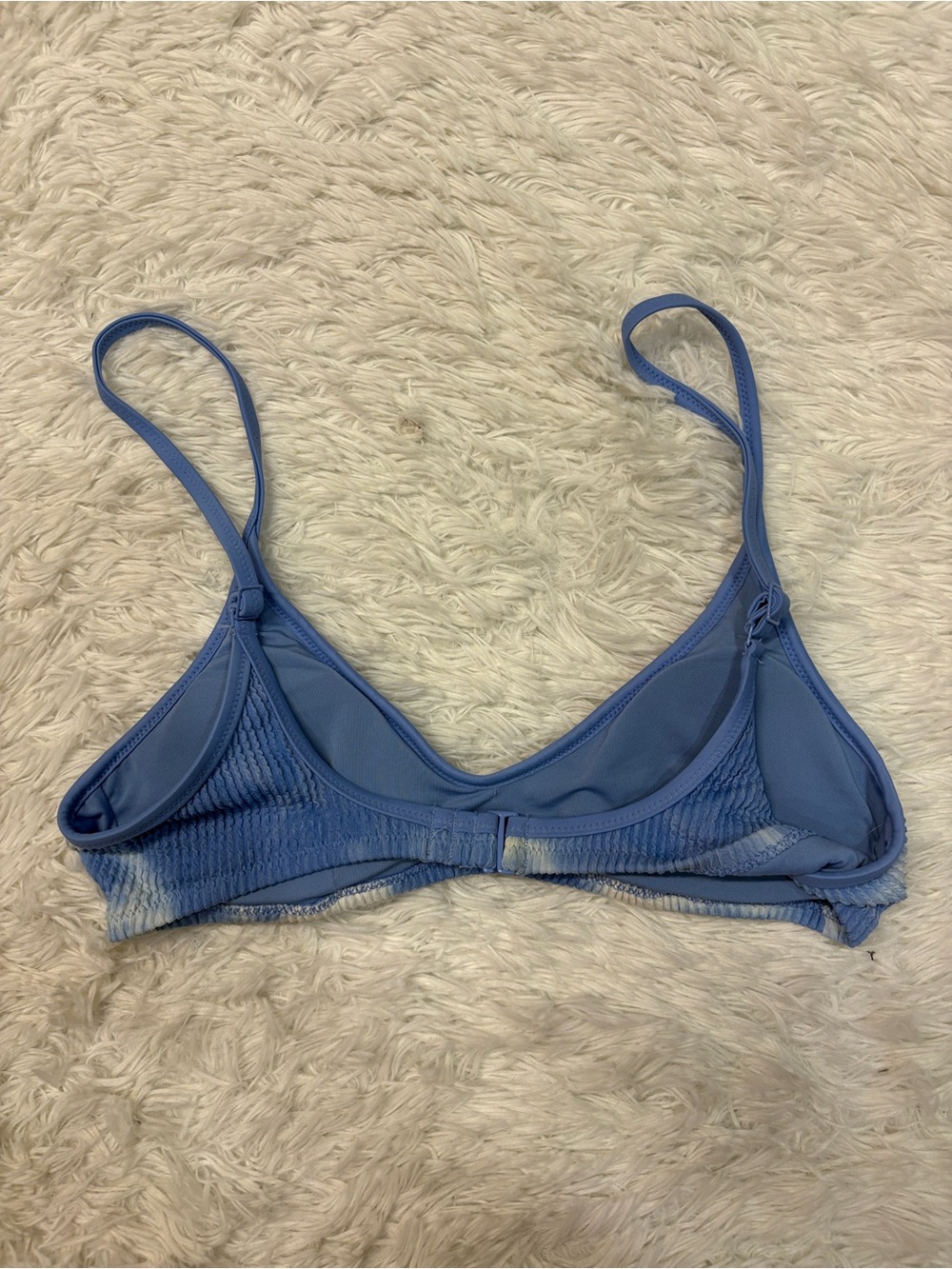 Aerie Crinkle Voop Binding Bikini Top Blue - Picture 3 of 4